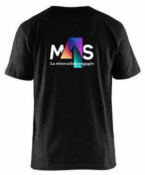 T-shirt noir, logo M4S grand format dans le dos.