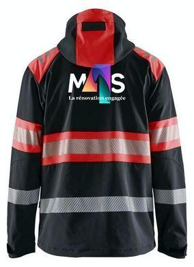 Veste haute visibilité à capuche, logo M4S dans le dos.